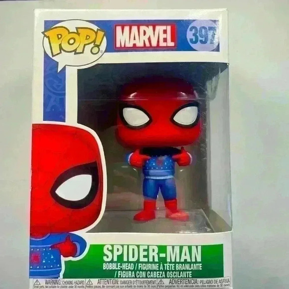 Funko POP! Marvel Chrismas Spider-Man 397 Ugly Sweater In Protector holiday - Picture 2 of 5
